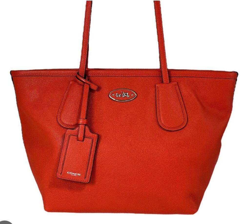 COACH Red Current Leather Taxi Tote Bag